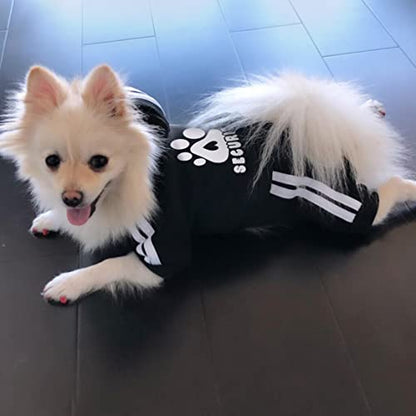 Dog Hoodie Security Clothes 4 Legs Jumpsuit Sweatshirt Hoodies Soft & Warm Dog Outfit Pullover Dog Winter Clothes Sweater for Small Medium Large Dogs Cats (Black, XX-Small) - color: Black, size: XX-Small