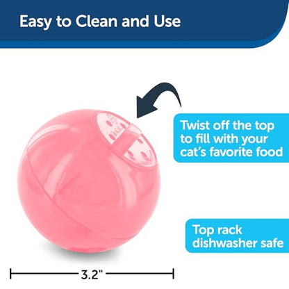 PetSafe Slimcat Feeder Ball - Interactive Game for Your Cat - Fill with Food and Treats - Pink - color: Pink