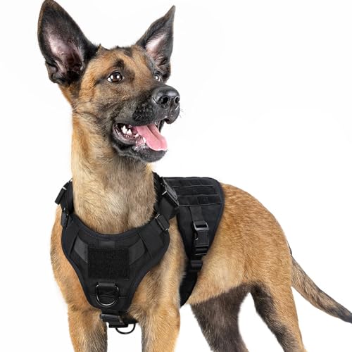 rabbitgoo Tactical Dog Harness for Small, Heavy Duty Pet Harness with Handle, No-Pull Service Vest Small Breed, Adjustable Military Dog Vest for Training Hunting Walking, Black, S - color: Black, size: Small