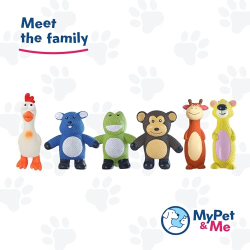 My Pet & Me - Squeaky Dog Toys for Light to Moderate Chewers - Fun Latex Toys for Puppies, Teething, and Gentle Play - Interactive Fetch and Chew Toy with Squeaker (Brown Monkey, 4.3 Inch) - size: 4.3 Inch, style: Brown Monkey
