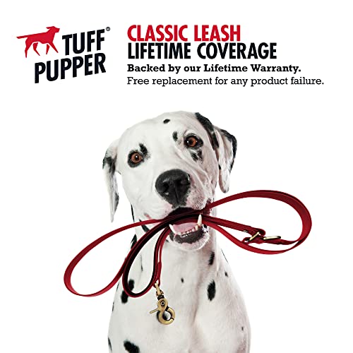 Tuff Pupper Classic 6 Foot Heavy Duty Dog Leash | 10x Stronger Than Leather | 100% Waterproof & Odor Proof Dog Leash | Tough Rust-Proof All Metal Hardware - color: Crimson Red