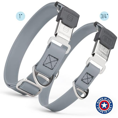 Biothane Waterproof Durable Dog Collar with Herm Sprenger - Quick Release ClicLock Buckle - Fits Medium and Large Dogs - Made in USA (Battleship Gray, W 1" x L 15"-25") - color: Battleship Gray, size: W 1" x L 15"-25"