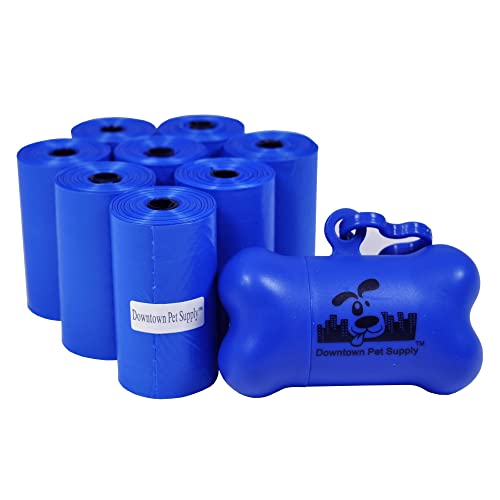 Downtown Pet Supply Poop Bags for Dogs with Dispenser, 180 Count - Leak-Proof Dog Waste Bags and Bone-Shaped Dog Poop Bags Holder for Leash - Blue, 12.5" x 8.5" - color: Blue, size: 180 Count (Pack of 1)
