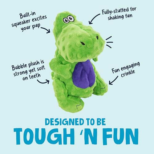 goDog Dinos T-Rex Squeaky Plush Dog Toy with Chew Guard Technology, Durable Fabric & Squeaker for Active Play, Green, Large - color: Dinos T-Rex (Green), size: Large