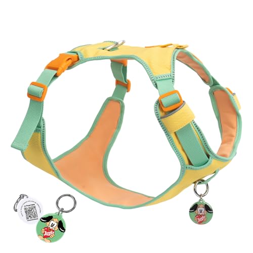Escape-Proof No Pull Dog Harness for Small Dogs & Puppies, Lightweight Adjustable Vest with Front & Back Clip, Pocket & Reflective Soft Fabric for Safe Walking & Running with ID Tag, Yellow - color: Mimosa Yellow, size: XS (Chest:13.8-16.9")