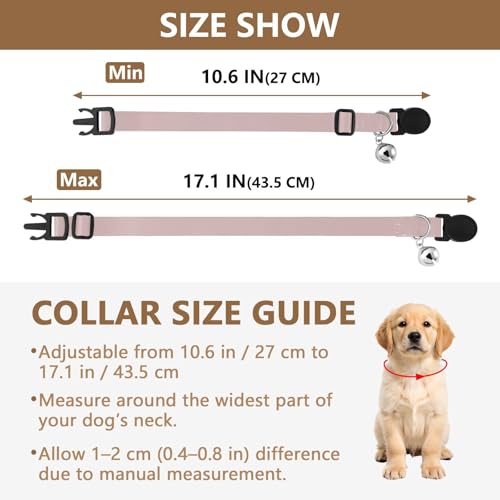 Sand Beige Collar for Kitten, 2 Pack Collar with Bell for Dog Puppy - color: Sand Beige