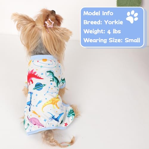 Dog Pajamas for Small Dogs, Soft Thin Pjs Jammies Cat Doggie, Summer Pet Cute Puppy Clothes Outfits Dogs Boy Girl(Blue UFO,XS) - color: Blue UFO, size: X-Small (Chest 11.8 in)