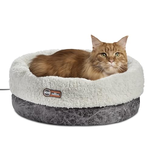K&H Pet ProductsHeated Cat Bed Indoor,Thermo-Snuggle Cup Bomber Soft Heated Pet Bed for Large Indoor Cats & Small Dogs,Machine Washable,Waterproof-Heated Pad,Safety Listed,18 X 14in Gray,(Pack of 6) - color: Gray, size: 14 X 18 Inches (Pack of 6)