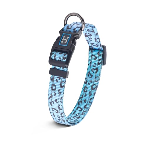 Roses&Poetry Small Dog Collar, Cute Leopard Style Adjustable Reflective Puppy Collars Durable Pet Collars for Small Medium Large Dogs(Azure-Leopard S) - color: Azure-Leopard, size: S