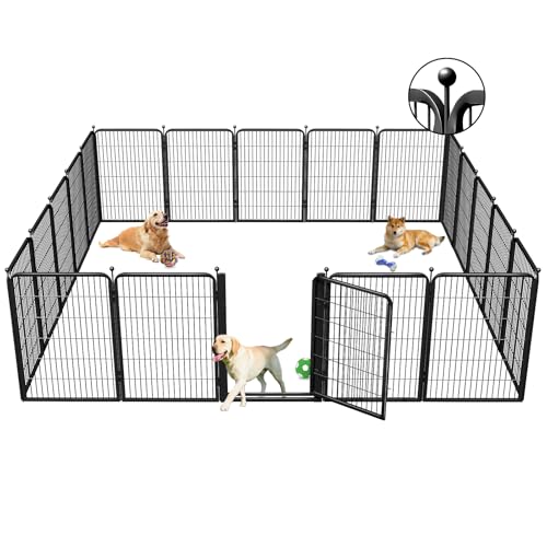 Dog Playpens with Low Threshold Gate, 40 Inch 20 Panels Heavy Duty Outdoor Dog Play Pen, RV Camping Yard Indoor Puppy Playpen Portable Pet Pen Fence for Large/Medium/Small Dogs - color: 18 Panels+2 Large Gate
