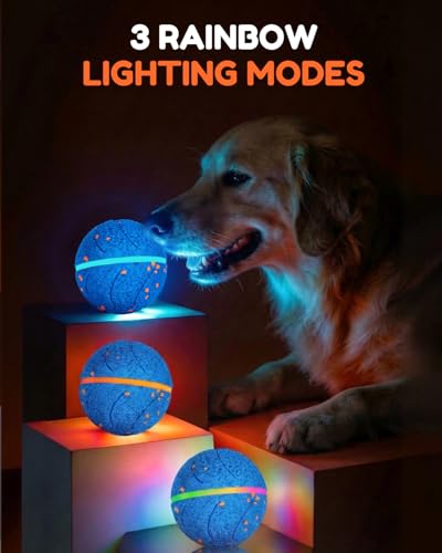 osou Smart Interactive Dog Toys, Automatic Moving Rolling Bouncing Dog Ball for Medium & Large Dog Breeds, E-TPU Durable & Waterproof, with Irregular Motion to Encourage Active Play - color: Blue
