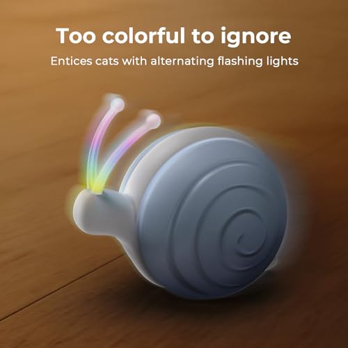 Cheerble Interactive Cat Toy for Indoor Cats, Wicked Snail Kitten Toys, Automatic Cat Toys with LED Lights, Rechargeable Moving Toys for Cats, Smart Stimulating Electric Pet Toy(Blue) - color: Blue