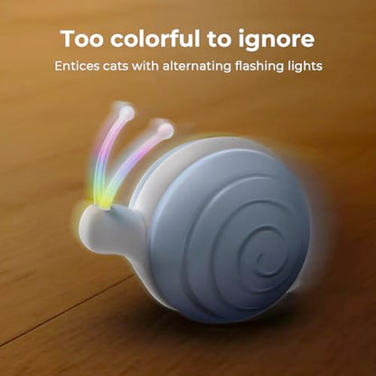 Cheerble Interactive Cat Toy for Indoor Cats, Wicked Snail Kitten Toys, Automatic Cat Toys with LED Lights, Rechargeable Moving Toys for Cats, Smart Stimulating Electric Pet Toy(Blue) - color: Blue