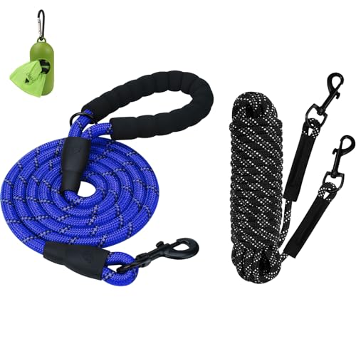 Taglory 30FT Long Dog Leash and 4 FT x 1/2 inch Rope Dog Leash, Recall Training Leash with 2 Swivel Hooks for Large Medium Small Dogs Walking, Camping, or Backyard