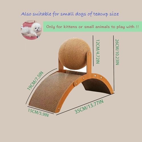 Cat Scratcher with Sisal Ball & Tunnel Toy, Dual-Surface Furniture Protector for Cats, Chinchillas, Hamsters, Rabbits - Stable Wide-Base Arch Design(Not for Large Cats)