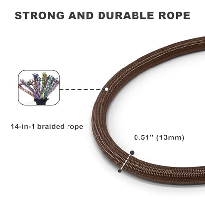 Rope Dog Leash, 6 Foot Heavy Duty Dog Leash with Aviation Aluminum Auto Locking Carabiner, Strong Nylon Pet Lead for Small, Medium, Large Dogs (Brown, 6FT) - color: Brown, size: 6 Foot Single Handle