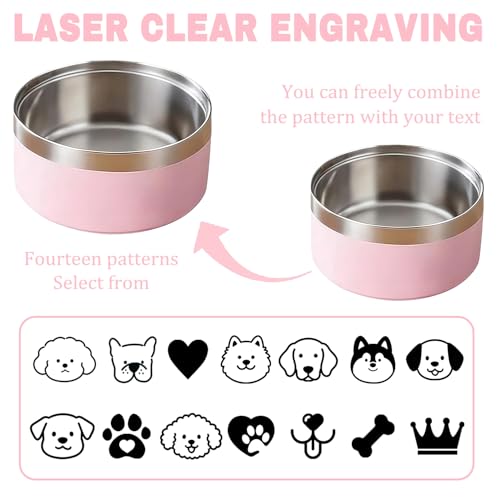 Personalized Dog Bowls with Name, Engraved Stainless Steel No Slip Food Water Bowl for Dogs Cats,Custom 25oz/35oz/53oz Bowl for Small/Medium/Large Pets