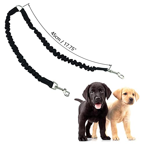 3 Way Black No-Tangle Triple Coupler Dog Bungee Walking Leash Lead Rope Strap