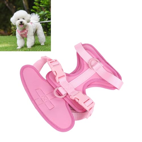 Adjustable Soft Breathable Escape Proof Dog Vest Harness, Pet Chest Harness for Small Dogs and Puppies, Bright Color Safety Design with Dual D Rings for Walking and (S) - color: Pink