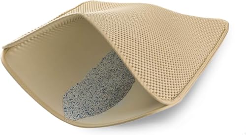 WePet Cat Litter Mat, Kitty Litter Trapping Mat, Honeycomb Double Layer Mats, No Phthalate, Urine Waterproof, Easy Clean, Scatter Control, Catcher Litter Tray Box Rug Carpet - color: #04 Beige