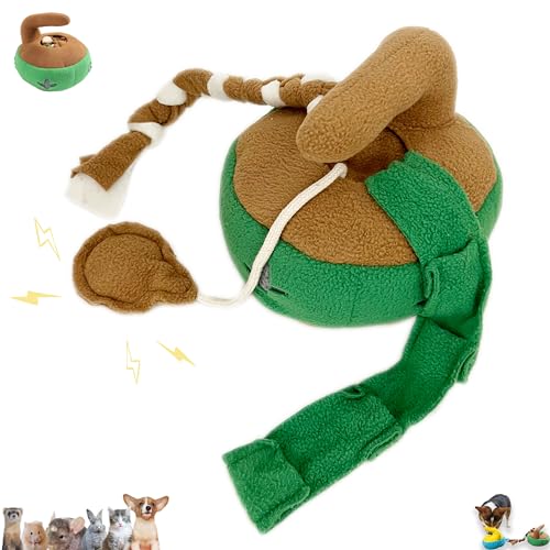 Engage Your Furry Friend with Our Stimulating Dog Toys Hide and Seek Puzzle Chew Squeak Toy-Cute Interactive Curling Toys- Perfect for Small Medium Dogs Cats Rabbits (Brown) - color: BROWN