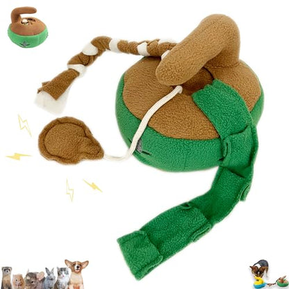Engage Your Furry Friend with Our Stimulating Dog Toys Hide and Seek Puzzle Chew Squeak Toy-Cute Interactive Curling Toys- Perfect for Small Medium Dogs Cats Rabbits (Brown) - color: BROWN