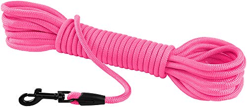 Rope Pro Training Dog Collar Braided No Pull Quick Release Round Lead Collars for Dogs Small Medium Large Puppy (30 FT Leash, Pink) - color: Pink