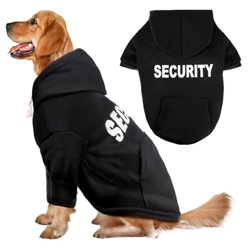 Dog Basic Hoodie Soft Dog Clothes Cold Weather Sweaters for Medium Large Dogs Cozy Fabric Warm Sweatshirt with Leash Hole for Boys (Security, X-Large (35-55 lbs)) - color: Security, size: X-Large (35-55 lbs)