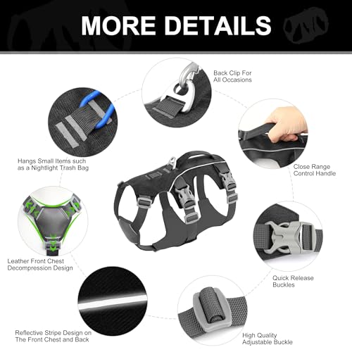 Escape Proof Dog Harness Small Sized Dog, Reflective No Pull Dog Vest with Handle, Lightweight Full Body Pet Harness Adjustable for Walking,Training(Black,Chest:16-27") - color: Black, size: S: Chest 16-27", Fit 12-25 lbs