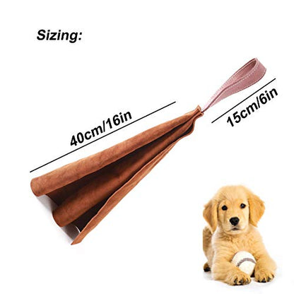 Lifeunion Dog Tug Bite Toy with Handle Leather Soft Durable Dog Training Tug of War Toys (Brown)