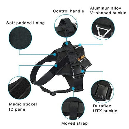 EXCELLENT ELITE SPANKER Tactical Dog Harness Patrol Harness Service Dog Vest Military Dog Vest Working Dog Vest with Handle(Black-S) - color: Black, size: S-(23.5 - 29.5")