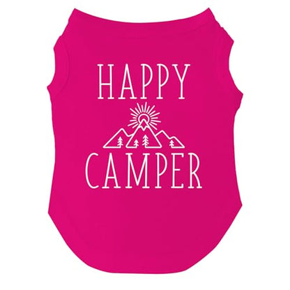 Happy Camping Dog Tee Shirt | Sleeveless Breeds | Summer | Outdoors | Travel | Hike |Hot Pink, Large 278 - color: Hot Pink, size: Large (10-20 lbs)