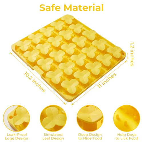 Puzzle Feeder Snuffle Mat for Dogs, Lick Mat to Slow Down Eating, Puzzle Toys for Large and Medium Breed Dogs, Silicone Bowls for Dry, Wet, Raw Food, Yellow - color: Yellow