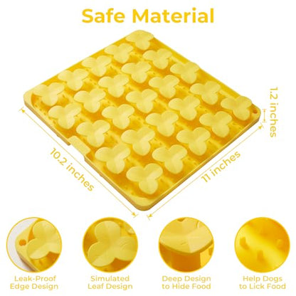 Puzzle Feeder Snuffle Mat for Dogs, Lick Mat to Slow Down Eating, Puzzle Toys for Large and Medium Breed Dogs, Silicone Bowls for Dry, Wet, Raw Food, Yellow - color: Yellow