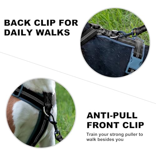 Plutus Pet No Pull Dog Harness, Adjustable Nylon Harness with Soft Padding, Reflective and Heavy Duty Dog Harness for Small, Medium, Large Dogs(Black, XS) - color: Black, size: XS