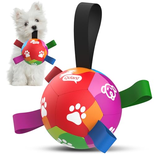 QDAN Dog Toys for Small Dogs, Puppy Toys, Dog Soccer Ball with Straps, Balls for Dogs Toys, Dogs Birthday Gift (5 Inch) - color: Colorful, size: Small