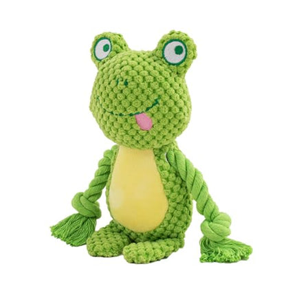 Dog Toys, Dog Squeaker Toys with Crinkle Paper, Stuffed Animal Dog Plush Chewing Toy, Cotton Rope Interactive Toys for Puppy, Small, Middle Dogs (Green Frog) - color: Green
