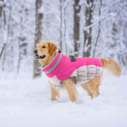 Lelepet Dog Coat Warm Dog Winter Coat Waterproof Dogs Jacket with Harness Built in Reflective Pet Fleece Vest Zip-Up Cold Weather Coats for Dogs Turtleneck & Windproof Coats Chihuahua Rose Red XS - color: Rose Red, size: X-Small