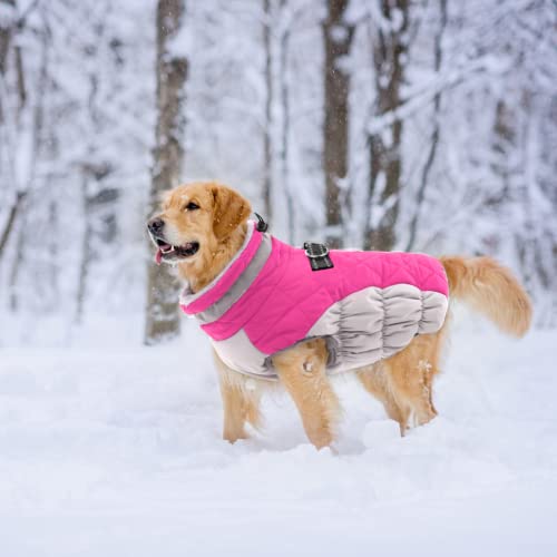 Lelepet Dog Coat Warm Dog Winter Coat Waterproof Dogs Jacket with Harness Built in Reflective Pet Fleece Vest Zip-Up Cold Weather Coats for Dogs Turtleneck & Windproof Coats Chihuahua Rose Red XS - color: Rose Red, size: X-Small