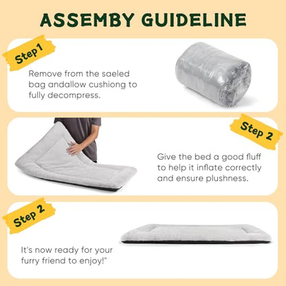 Dog Crate Bed Washable, Plush Anti-Slip Kennel Pad with Soft Flat Cushioning, Home Crate Use, Travel, and Training in Metal or Plastic Dog Cages, 24 x 18 Inch, Grey - color: Grey, size: 24.0"L x 18.0"W x 1.5"Th