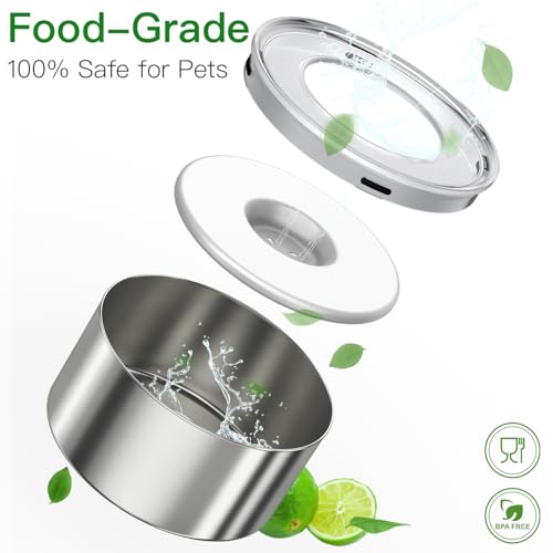 1Gallon Slobber Stopper Water Bowl for Dogs, US Patented Splash-Proof Paws Lid, 18/8 Stainless Steel, Anti-Slip Base, No Spill for Messy Large Medium Dogs, Ear Protection for Floppy-Eared Breeds - color: White