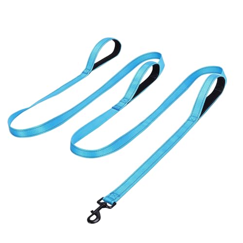 Jiozermi 10ft Dog Leash with 3 Handles, Heavy Duty Dog Lead with Padded Traffic Handle, Reflective Stitching Large Leash for Running Walking Training(Blue) - color: Blue