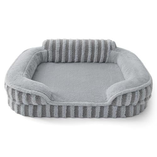 LE SURE Cute Dog Bed Medium Size Dog, Orthopedic Waterproof Medium Pet Beds with Sides, High Back Non-Slip Bottom and Egg-Crate Foam Pet Couch Sofa with Washable Removable Cover, Grey - color: Grey, size: 28.0"l X 23.0"w X 6.5"th