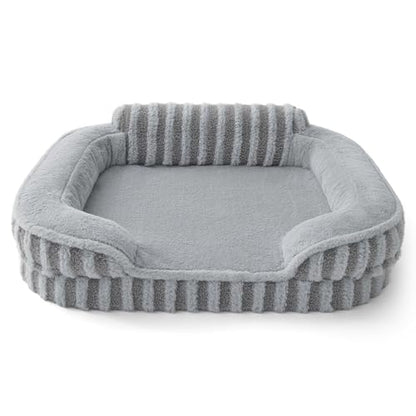 LE SURE Cute Dog Bed Medium Size Dog, Orthopedic Waterproof Medium Pet Beds with Sides, High Back Non-Slip Bottom and Egg-Crate Foam Pet Couch Sofa with Washable Removable Cover, Grey - color: Grey, size: 28.0"l X 23.0"w X 6.5"th