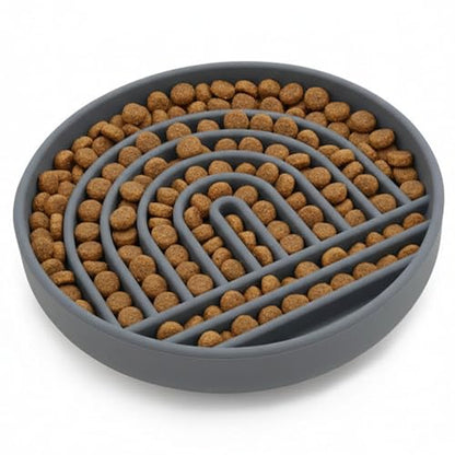 Should We Go? Slow Feeder for Dogs & Cats, The Slowdown Bowl Silicone Slow Eating Mealtime Solution with Modern Lick Mat Design, Reduces Gulping, Fits 1 Cup, 6” Across x 1.25” Tall, Small-Charcoal - color: Charcoal - Rainbow Design, size: Small (6” Across