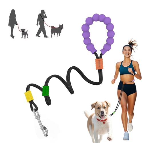 DomKim Heavy Duty Double Hands-Free Dog Rope Lead for Small Medium Large Dogs, Dog Leash 4.6 FT with Comfortable Padded Handle, Long Crossbody Waist Leashes for Puppy (Black) - color: Black