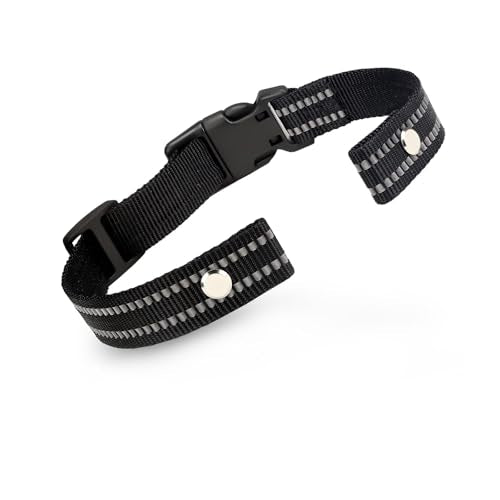 Collar Replacement Strap, Reflective Replacement Nylon Collar Strap Dog GPS Training Bark Receiver Collars, Durable Adjustable E Collar Straps for Small Medium Large Dogs, Black - color: Black