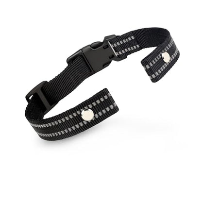 Collar Replacement Strap, Reflective Replacement Nylon Collar Strap Dog GPS Training Bark Receiver Collars, Durable Adjustable E Collar Straps for Small Medium Large Dogs, Black - color: Black