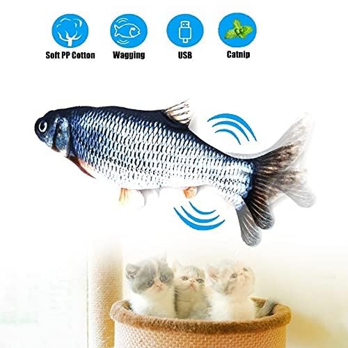 Cat Toys Catnip Automatic Flip Fish Dolls, Cat Toys, Applicable to All Kinds of Cats, USB Electric Mobile pet Toys, Electric Puppet Fish, Suitable for Cats