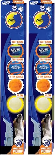 Nerf Dog 25in Translucent Air Strike Thrower, Dog Toy Gift Set with Five 2.5in Balls, Lightweight, Durable and Water Resistant, for Small/Medium/Large Breeds (Pack of 2) - size: 5 Piece Set (Pack of 2)
